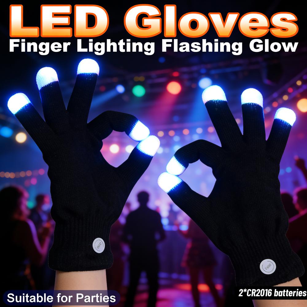 7 Colors Light Show LED Gloves Rave Light Finger Lighting Flashing Glow Mittens for Birthday Festival Glow Party Supplies
