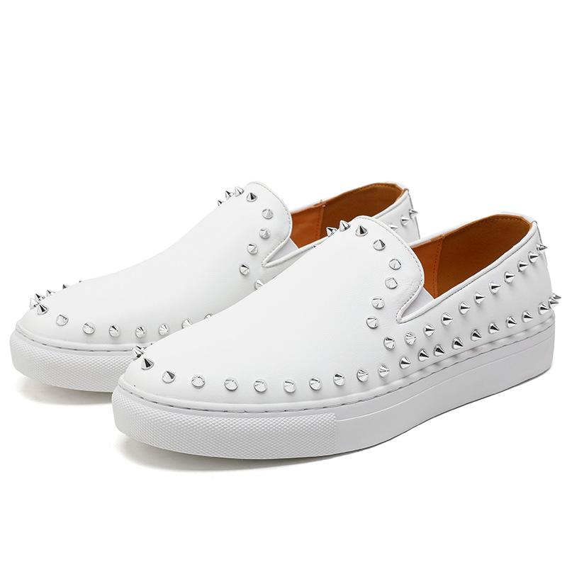 Large Size Four Seasons New Men's Low-top Casual Fashion Foot Leather Shoes Trend Rivet Men's Shoes