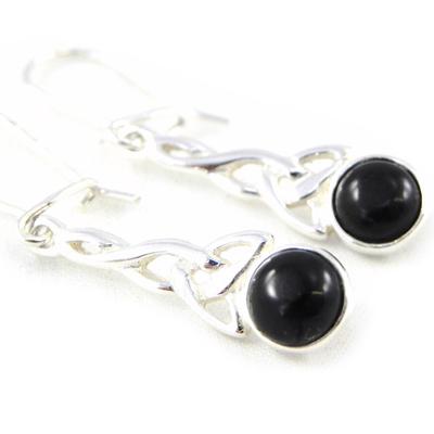 [H3462] - Silberne 'Jet Black Goddess'-Schlafohrringe in schwarzem Silber (rhodiniert) - 21 x 5 mm