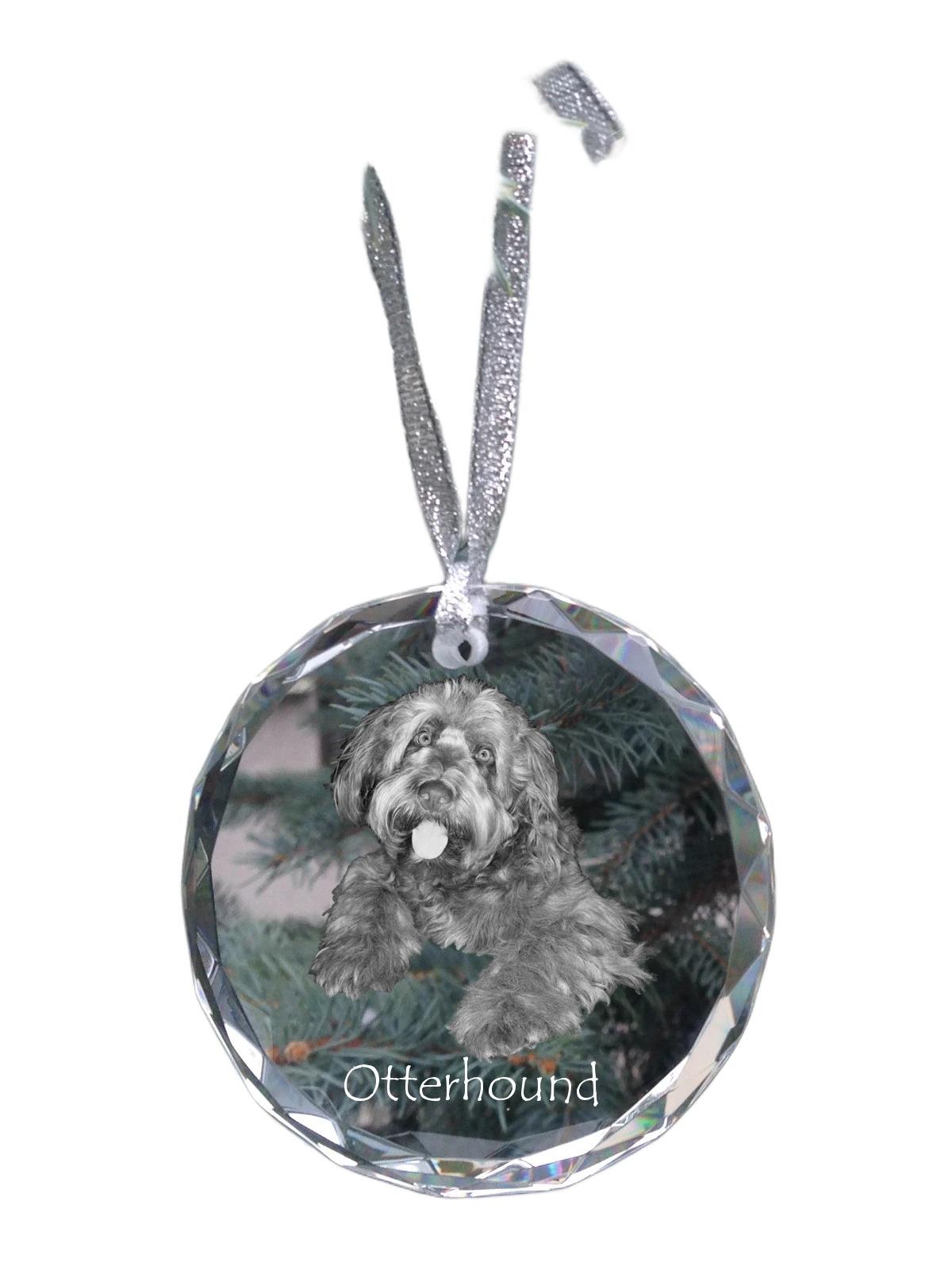 

Otterhound - crystal bauble with a photo, dog photo in crystal, personalized Christmas tree ornament by Art-Dog brand прозорий