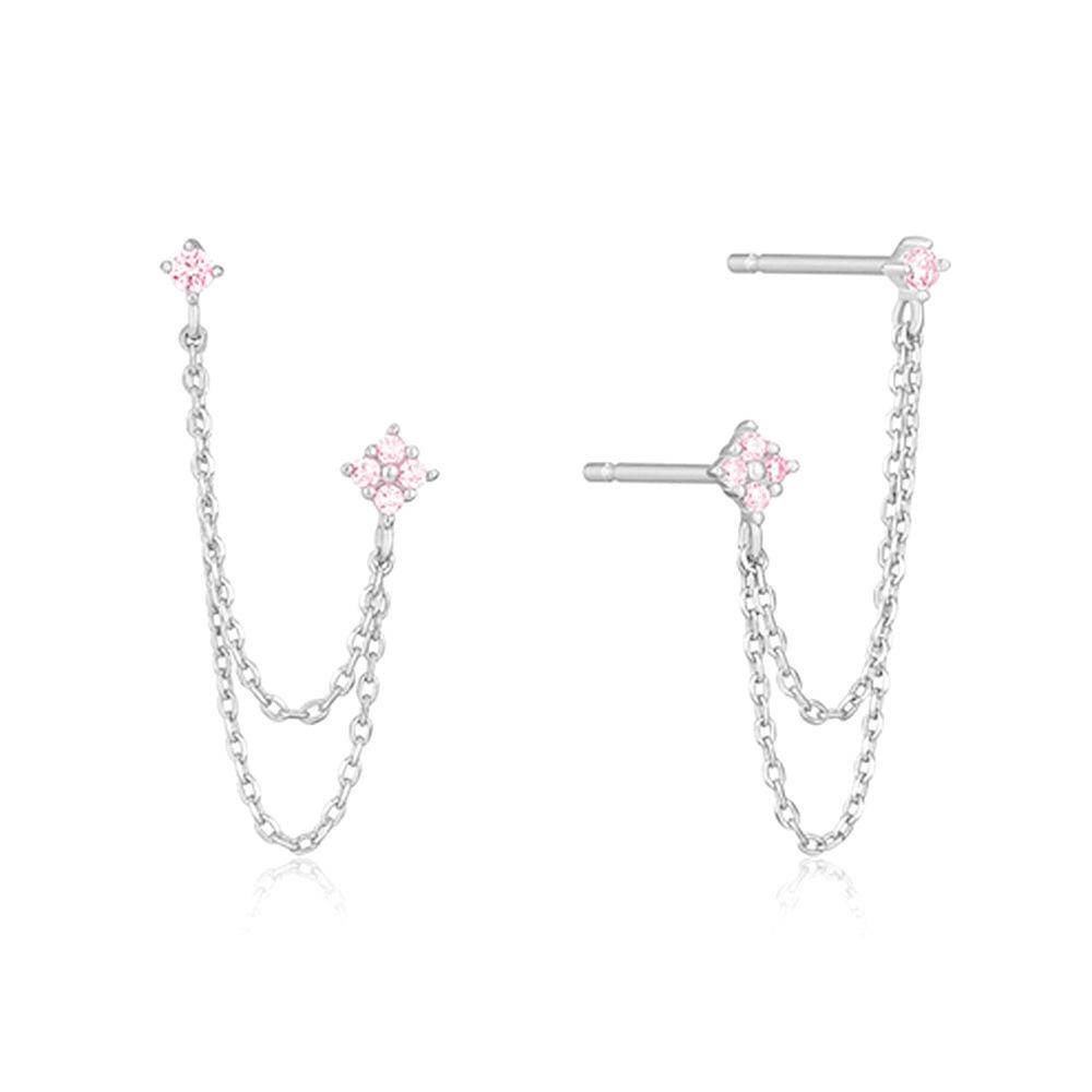 Fashionable Chain Synthetic Zircon Earrings, Elegant and Minimalist Eye-catching Jewelry, Suitable for Daily Wear and Gift Giving