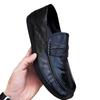 2025 spring men's one-pedal leather hollow breathable casual Doudou shoes Korean version versatile low-top men's shoes leather shoes