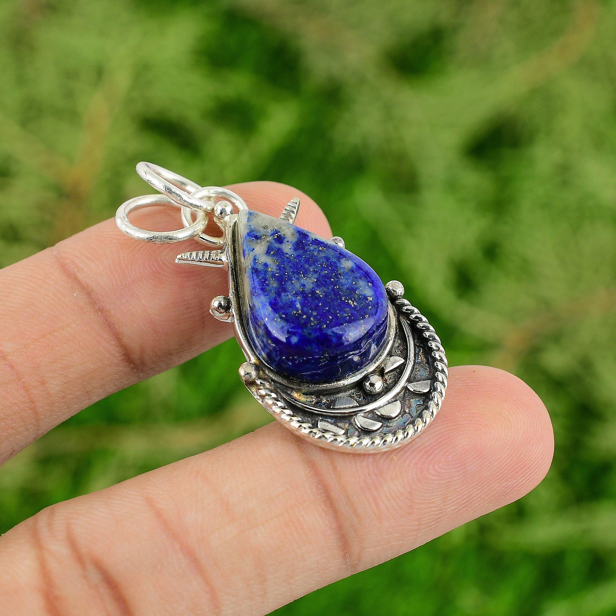 

Thanks Giving Day Sale September Lapis Lazuli Gemstone Sterling Silver Pendant