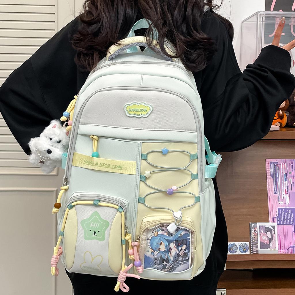 Small fresh sweet style student backpack nylon light and versatile casual backpack girl's heart ins Korean version school bag