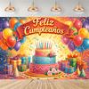 Spanische Geburtstagsdekorationen, farbenfrohe Kulisse mit Blumen und Ballons, Hintergrund für Fotografie, Partyzubehör3993