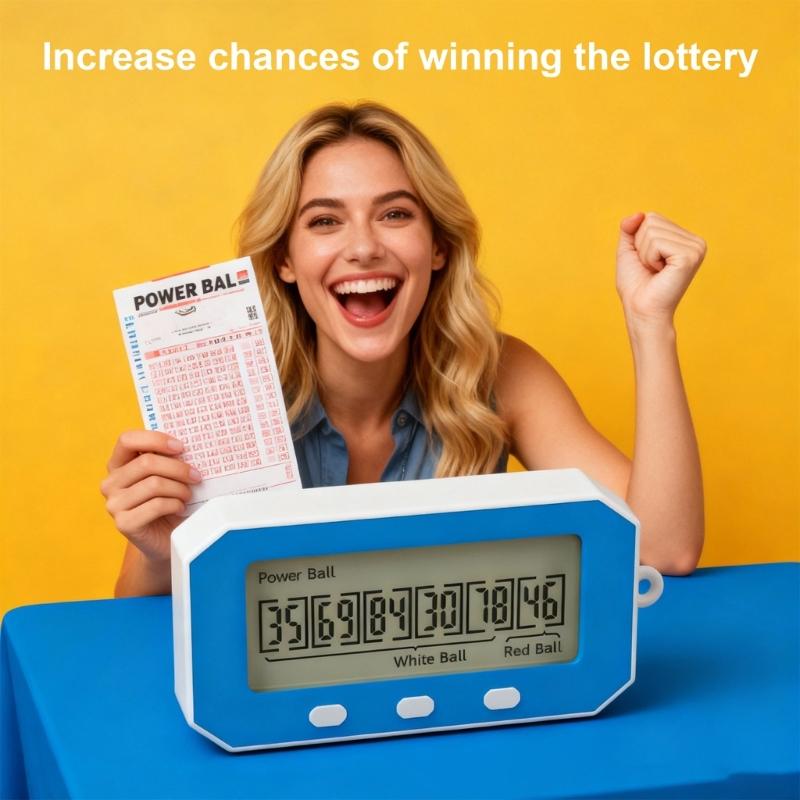 Handheld Lottery Number Chooser with LCD Screen, Front Key Control and Small Carry Size, Portable Number Choice Machine for Daily Reading Use