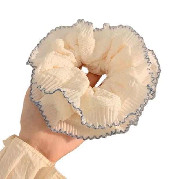 

Элегантная французская двухслойная кружевная резинка для волос, стиль преппи - милая, большого размера, эластичная для пучка и хвостика светло-зеленый