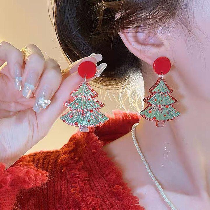 Christmas earrings women, niche creative design stud earrings new earrings high-end versatile earrings