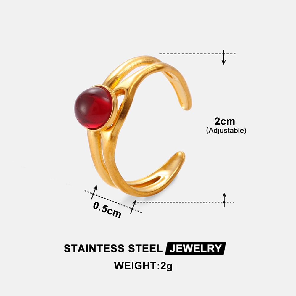 Gold-Tone Stainless Steel Hollow Finger Ring for Women - Non-Fading, Openable, Simple Design.