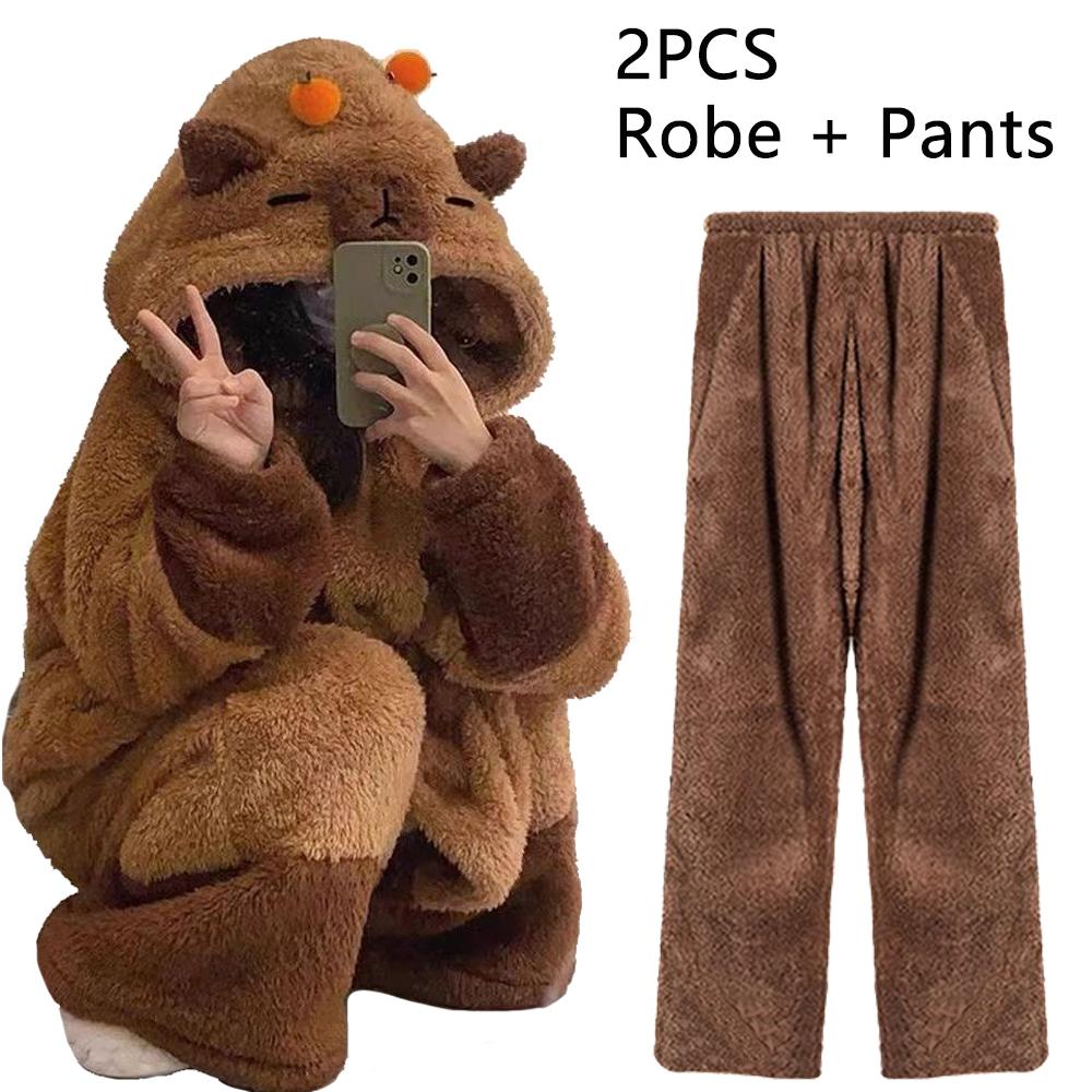 Ziemas kapibaras Cosplay kostīms Halāti Pieaugušajiem Kigurumi Vienradža kombinezons Anime naktskreklijs Helovīns Karikatūras pidžama Naktsveļa