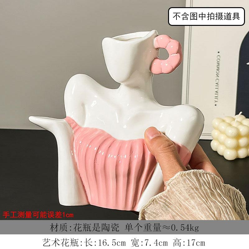 אגרטל קרמיקה בצורת אדם יצירתי פסל אישה אביזרים לסידור פרחים אגרטל פרחים אביזרי קישוט לבית