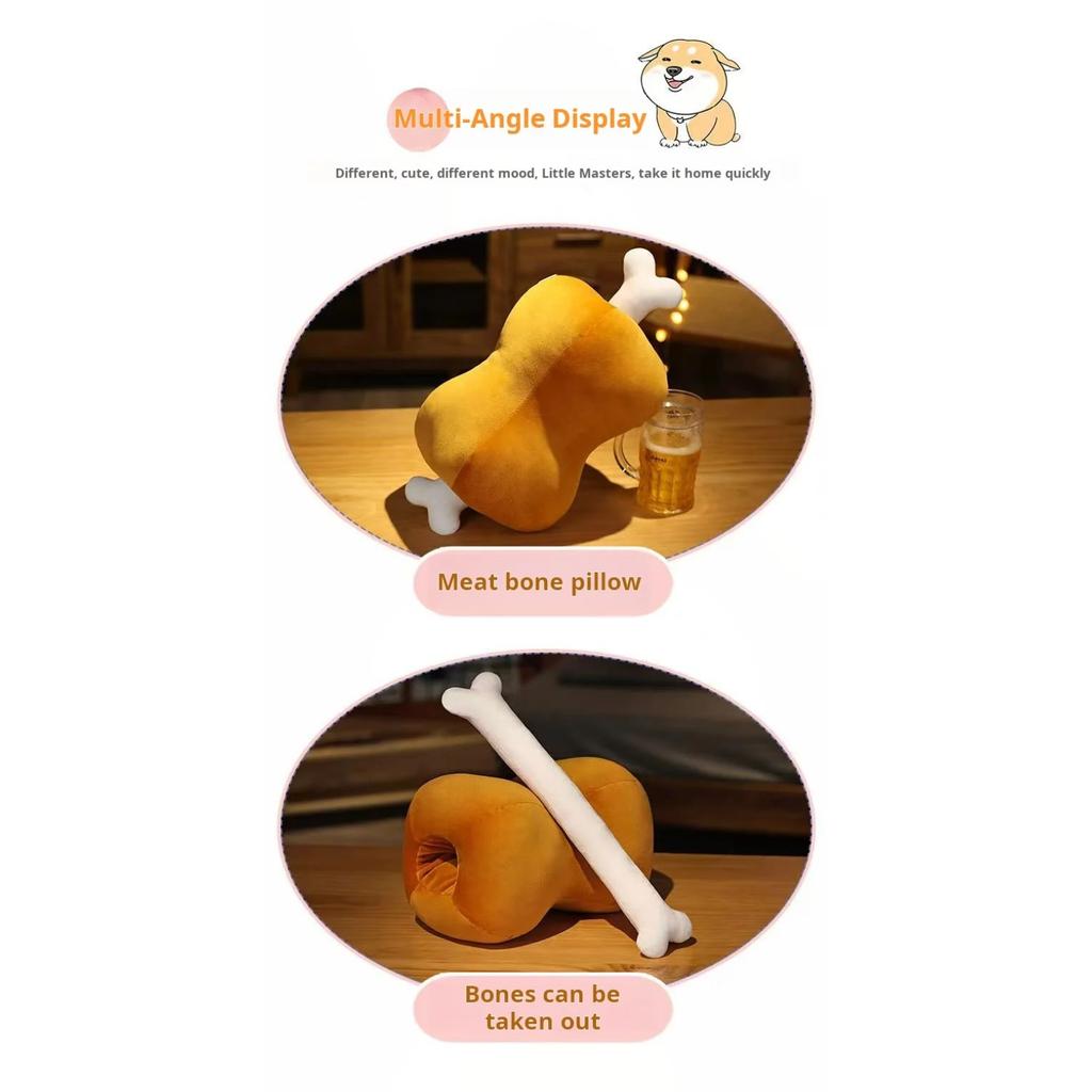 Chicken Leg Bone Pillow Plush Toy Handmade Doll Cartoon Anime Cute Cushion Home Decoration Children's Birthday Gift Toy