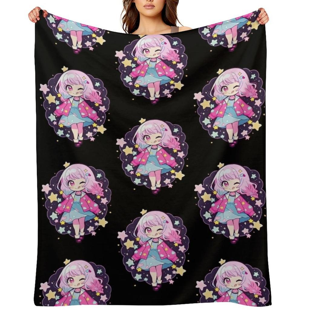 Project Sekai Shirt Emu Otori Cute Stars Kawaii Chibi Throw Blanket manga For Baby sofa bed halloween Blankets