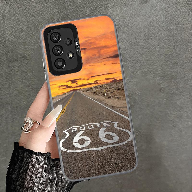 America Route 66 Soft Phone Case for Samsung A17 A16 A15 A14 A13 A57 A56 A55 A54 A53 A37 A36 A35 A34 A33 A26 A25 A24 A23 A52
