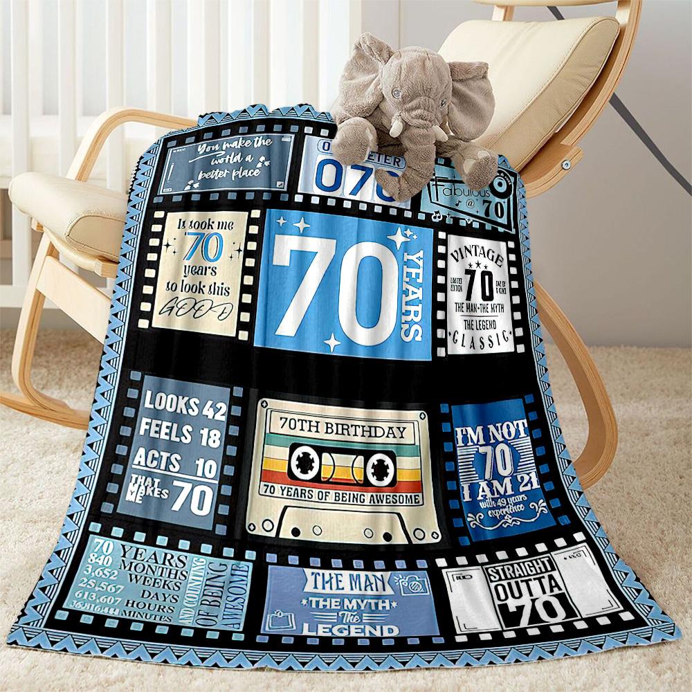70th Birthday Celebration flannel,Lightweight,Flannel Blanket,Comfortable Blanket, Sofa Blanket, gift blankets,Holiday gift blanket Blankets