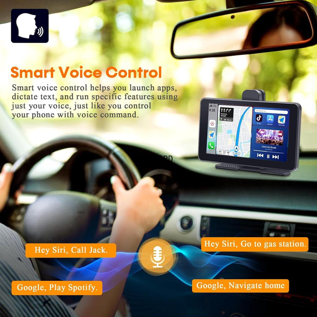 7" 2K DVR Rotating Len Wireless CarPlay & Android With Front Rear Camera  Auto Dash DVR Night Vision Rear View Mirror BT FM