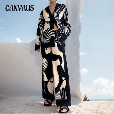Women's Temperament Elegant Trend Printed Long Sleeve Top Long Pants Casual Fashion Pant Suit