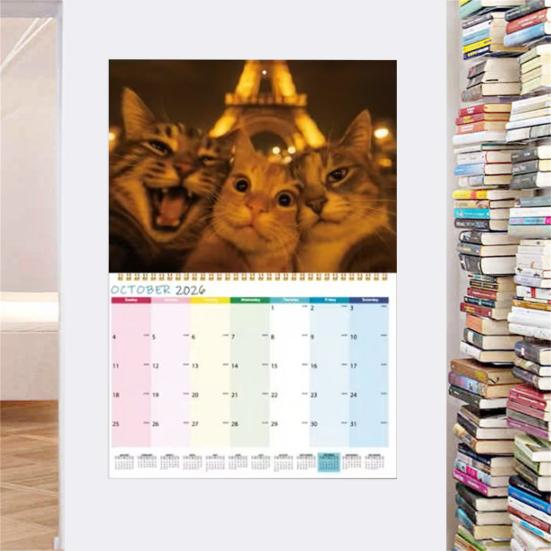 2026 Wall Calendar Funny Cats Wall Hanging Calendar Jan.2026 - Dec.2026 12-Month Planner for Home Office