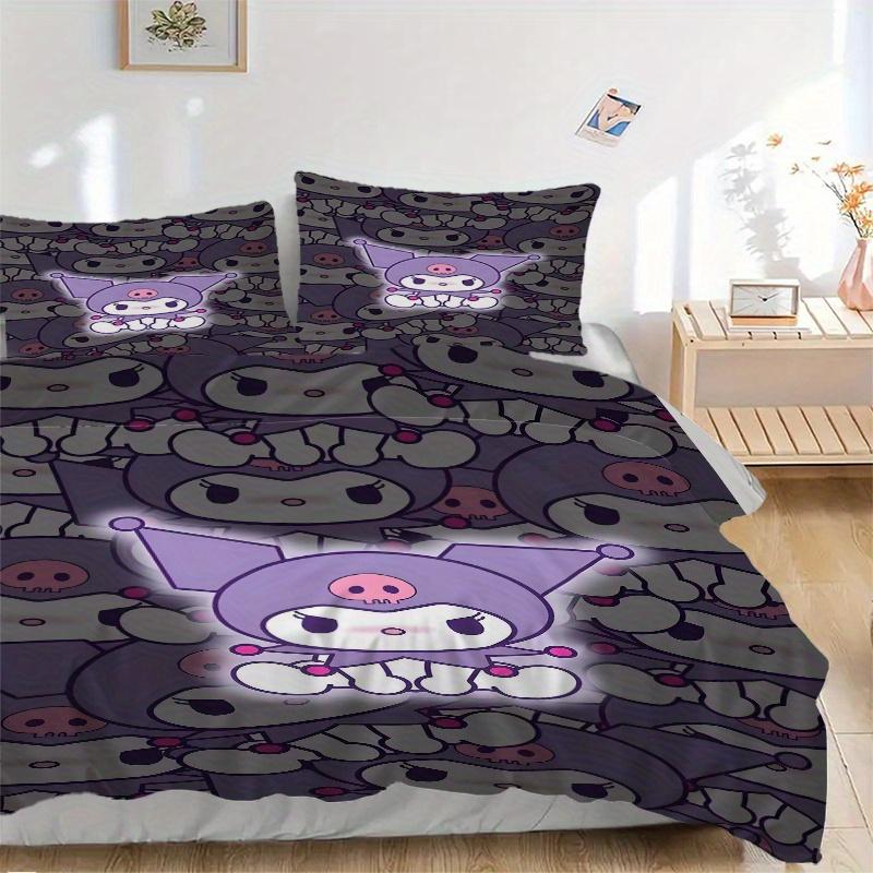 

3pcs Cute Version Kuromi Print Cover Set Ultra Soft, Breathable, and Comfortable Bedding with Stylish Design for Bedroom and Guest Room Decor 1 C 135x200cm