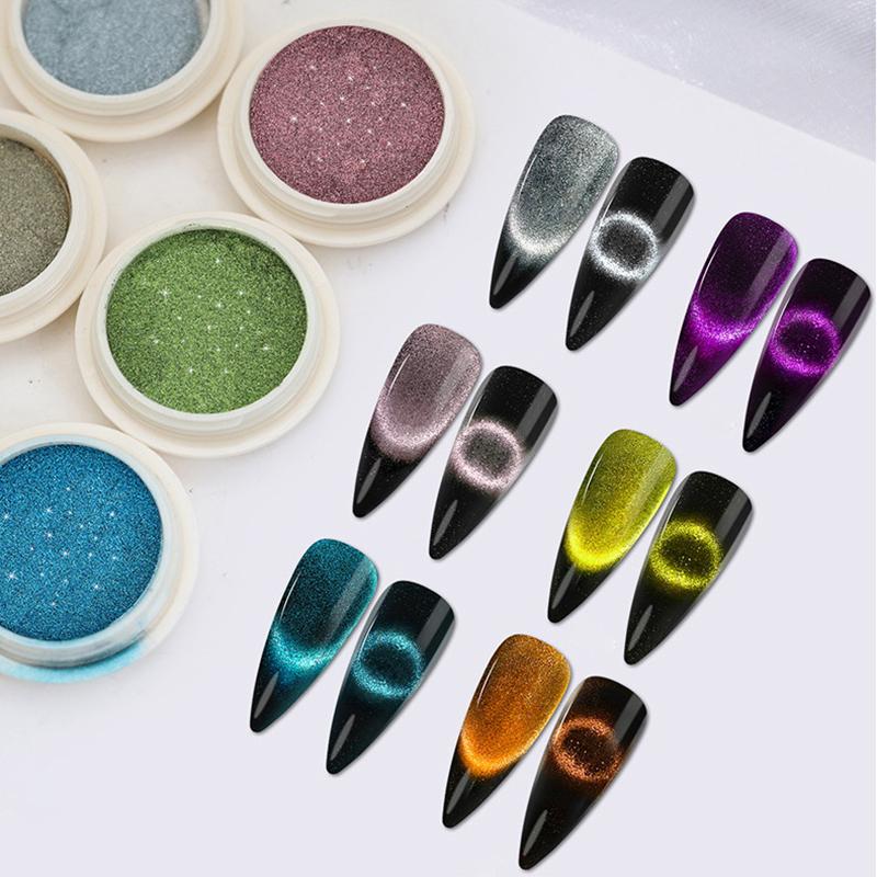 3D Chrome Cat Magnet Nail Glitter Powder Chameleon Shiny Nail Pigment Gel Nail Polish Supplies Magic Cat'S Eye Magnetic Powder