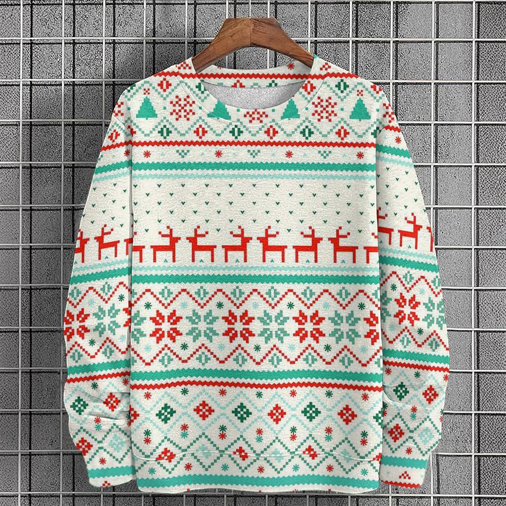 Christmas Sweatshirts For Men Elk 3d Print Long Sleeve Sweatshirt Men Clothing Autumn Festival Casual Oversized Hoodies Men Tops