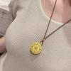 New Chinese Style Wei Xue's Fortune Eight Treasures Vajra Compass Necklace for Women, Sand Gold Pendant with Leather Cord Sweater Chain