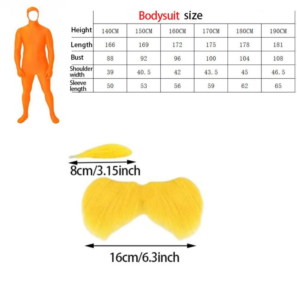 Full Body Jumpsuit Costume Fake Mustache Fake Eyebrows Open Face Full Bodysuits Solid Color Casual Halloween Cosplay Costume