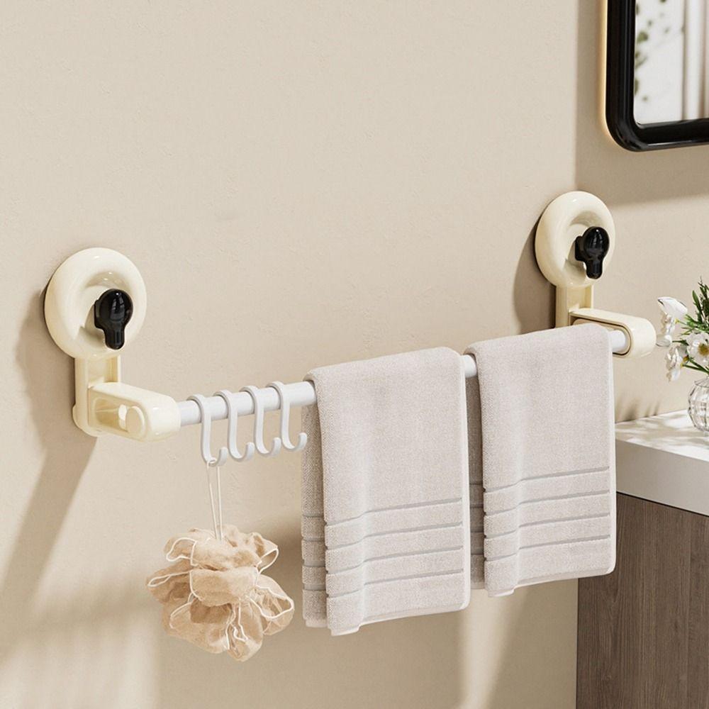 Plastic Suction Cup Towel Rack Punch Free Bath Towel Hanger Durable Single Rod Towel Rack Toilet