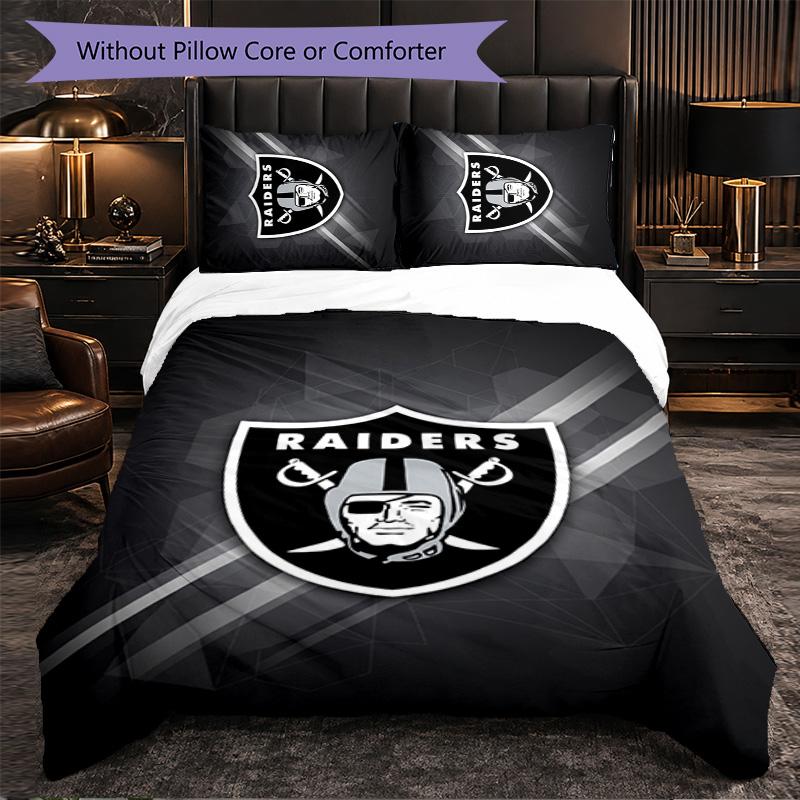Set Biancheria da Letto 3 Pezzi in Microfibra con Motivo Las Vegas Raiders Decorazione Copripiumino per Camera da Letto Uso Domestico