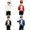 Kids Boys Trumpet Honor Guard Team Uniform Long Sleeve Zip Up Contrast Trim Jacket with Hat and Gloves for Marching Band Ceremony Performance