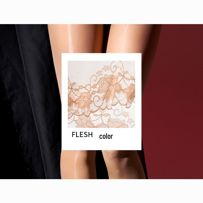 Sheer Mesh High-Waist Hip-Lift Panties with Silky Open-Crotch Stockings