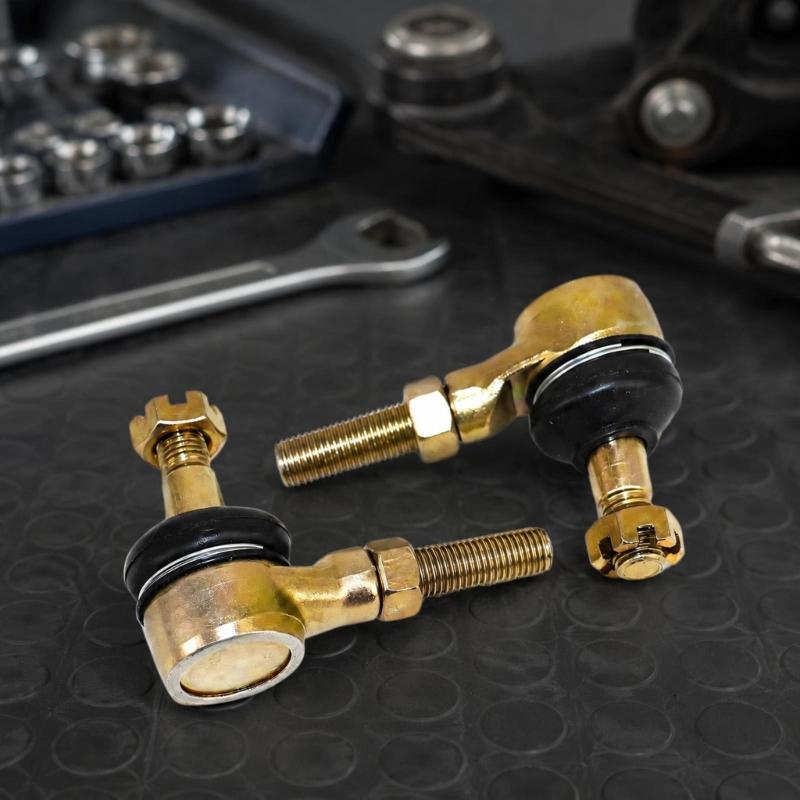 M10 X 10 Steering Ball Joint Pair for Go Kart Linkage Service, Threaded Joints with Dust Boots, Lock Nuts, Castellated Nuts and Cotter Pins