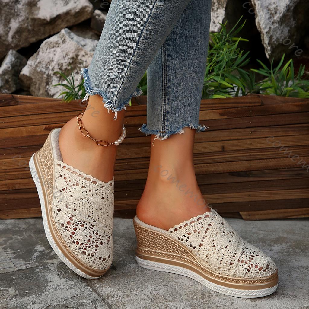 Fashion Comemore Women Sandals Summer Fashion Wedge Shoes Woman Breathable Women's Sandals Slide Footwear Female High-Heeled Sandals