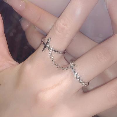 Nischendesign Kettenring Damen Diamant Zirkon Premium Zeigefinger Offener Ring