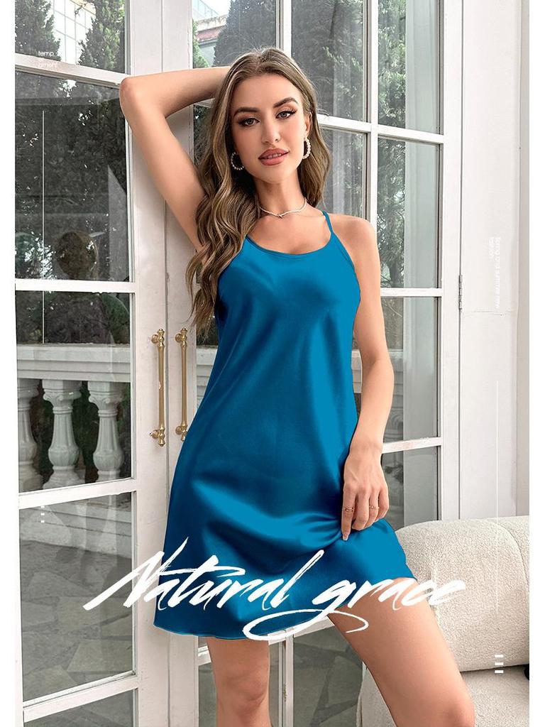 Yaoting Women's Summer Satin Ice Silk Camisole Nightgown
