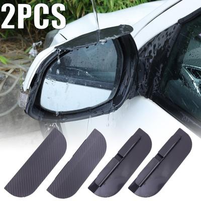 2pcs Upgraded Snap-on Car Rain Brow Car Rearview Mirror Rain Cover Universal Carbon Fiber PVC Shade Protection Car Accessories