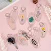 ABWR-50Pcs Blank Motel Keychain Bulk With Rings,Clear With Glitter Hotel Keychains Key Tag For Vinyl DIY Crafts And Luggage