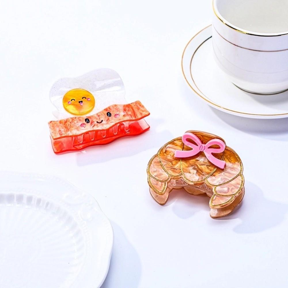 Headdress Cute Croissant Shark Clip Sweet Acetic Acid Acetate Hair Crab Clip Toast Colorful Delicious Food Claw Clip Female