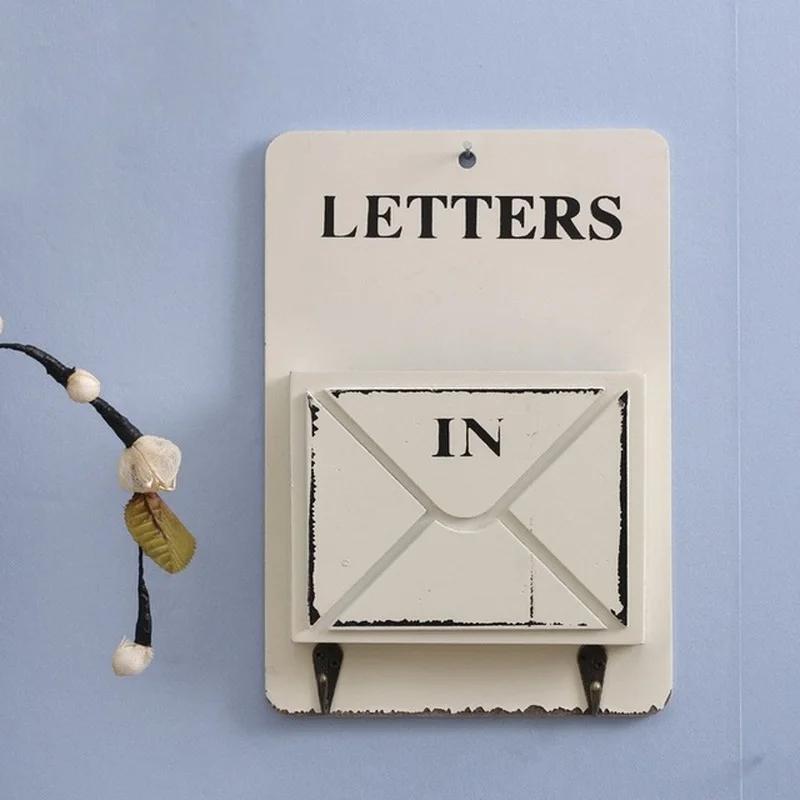 Creative Multifunction Keys Storage Box Hanging Hooks Envelope Sundries Retro Shelf Wood Boxes Vintage Home Wall Decoration