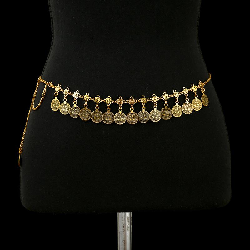 2024 European Retro Ethnic Waist Chain: Versatile Long Tassel Metal Coin Accessory
