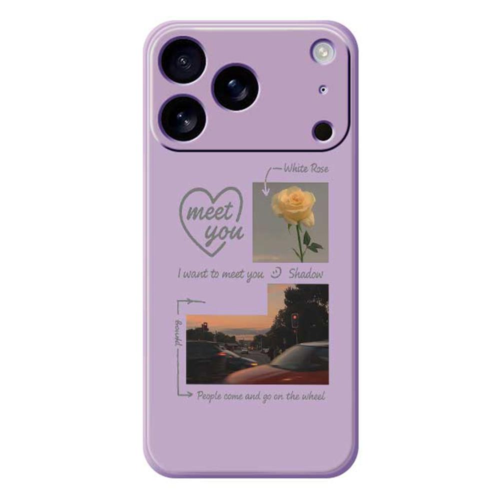 For iPhone 17 Pro Case Meet You Photo Pattern Printing Straight Edge TPU Phone Back Cover