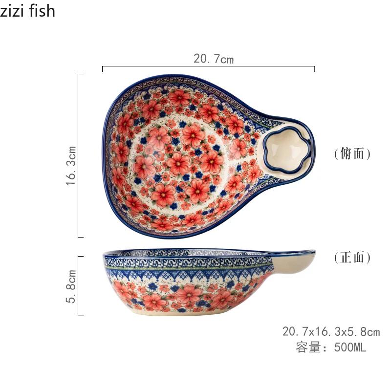 Vintage Floraler Keramikteller Knödelteller mit Essigschälchen Gemüsesalatschüssel Obstschale Snackteller Keramikgeschirr