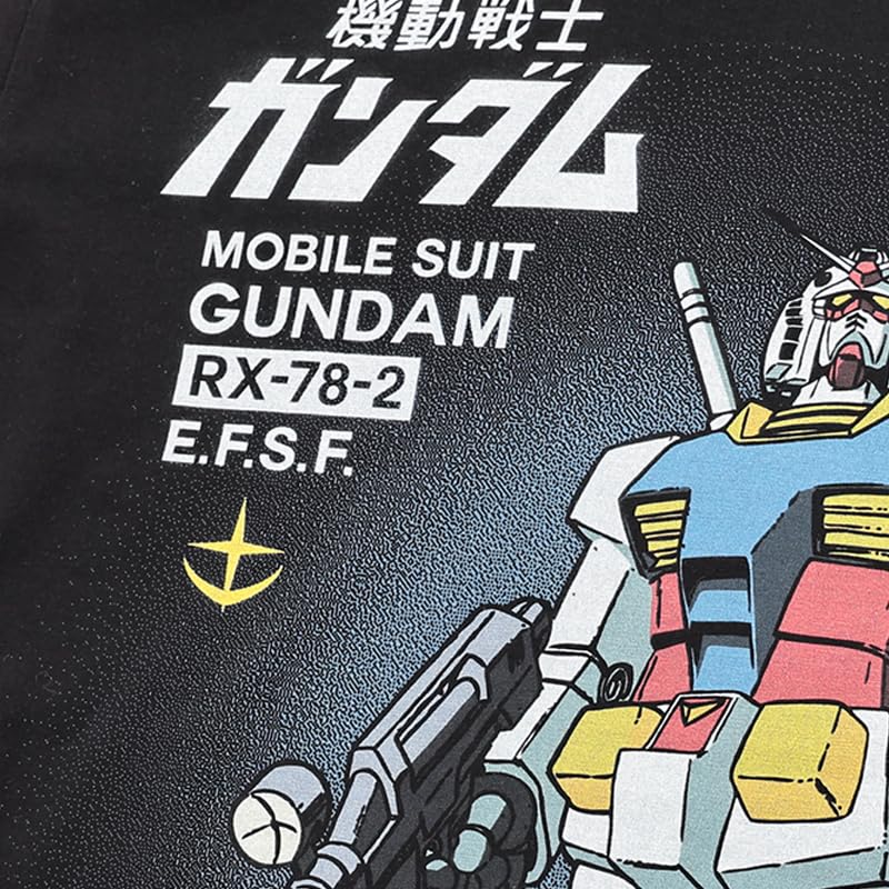EVERSOUL Mobile Suit Gundam RX-78-2 Gundam Earth Defense Force Mobile Suit Zaku Char T-Shirt, Short Sleeve, Men's, Black, XL Size [Parallel Import]