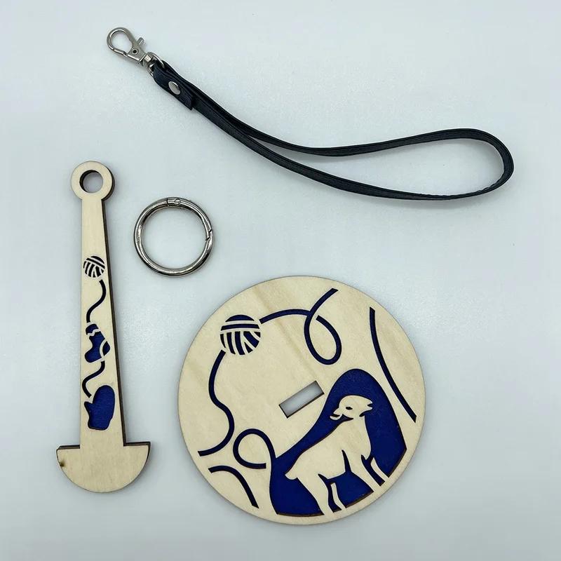 1pc Portable Wooden Yarn Holder with Wrist Charm for Outdoor Use Foldable Yarn Holder Easy Storage DIY Knitting Crochet Tool