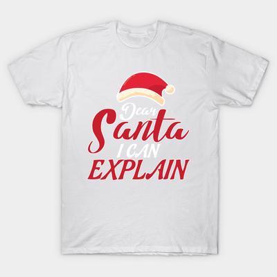 T-Shirt Damen Lieber Weihnachtsmann Ich Kann Erklären Lustig Weihnachten Harajuku Print Kawaii T-Shirt Sommer Kurzarm Damen T-Shirt Top Tee