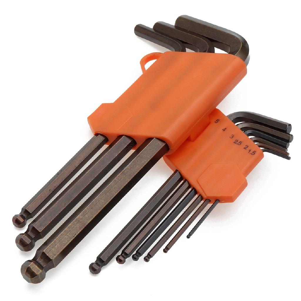 Use Hex Key Allen Tools Wrench Set Extra-long Arm AllenTorque Sae Memtric Torx Spanner Widely 9Pcs