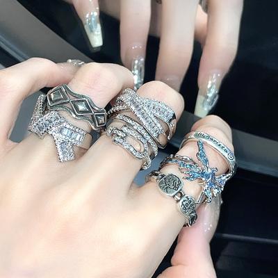 Light Luxury High-End Feeling Full Of Diamonds Ring Cold Wind Personality Niche Design Feeling Ring Woman