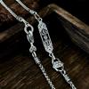 Sterling Silver Tibetan Vajra Pendant Chopin Necklace with Ruyi Knot and Devouring Beast Design - Versatile Ethnic Style Sweater Chain.