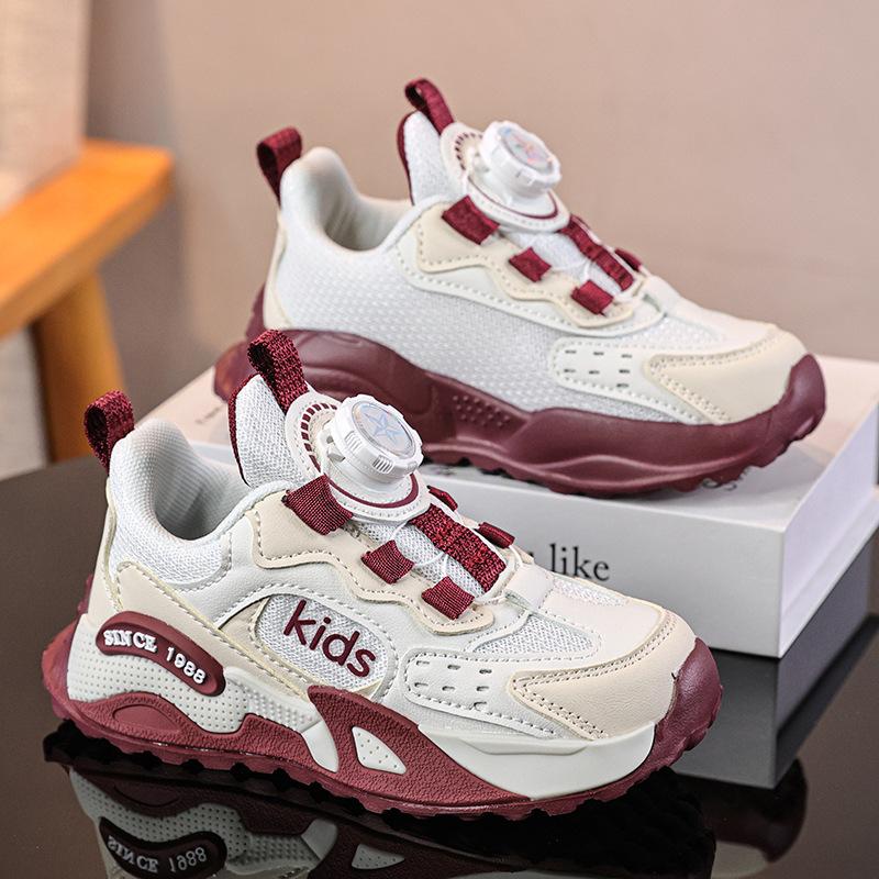 Classmate 25 years old new boys and children running shoes breathable mesh sneakers shock-absorbing double mesh button running shoes