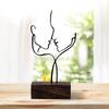 Abstract Sculpture Couple Statue Ornament Creative Metal Figure Figurine for Study Desk Bedroom